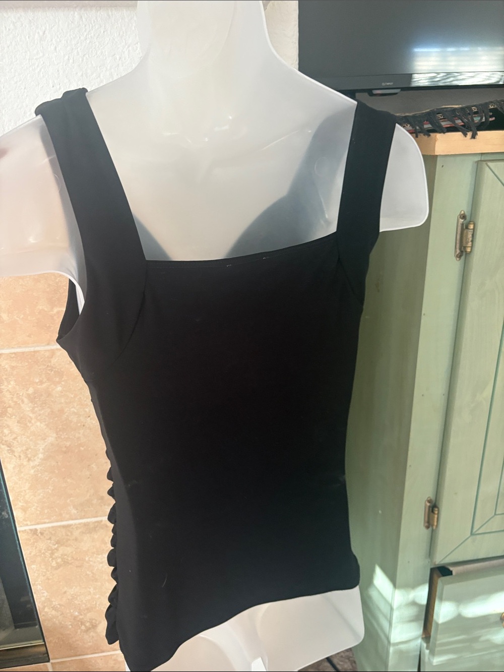 Cache Black Sleeveless Ruched V-Neck Tank Top - Picture 3 of 4